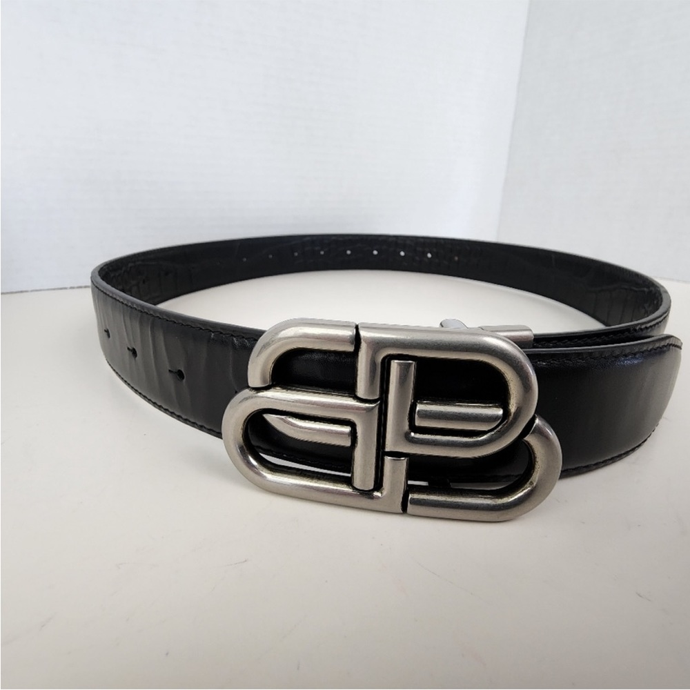 Balenciaga reversible belt crocodile print and sold black 30/32 waist Italy bb